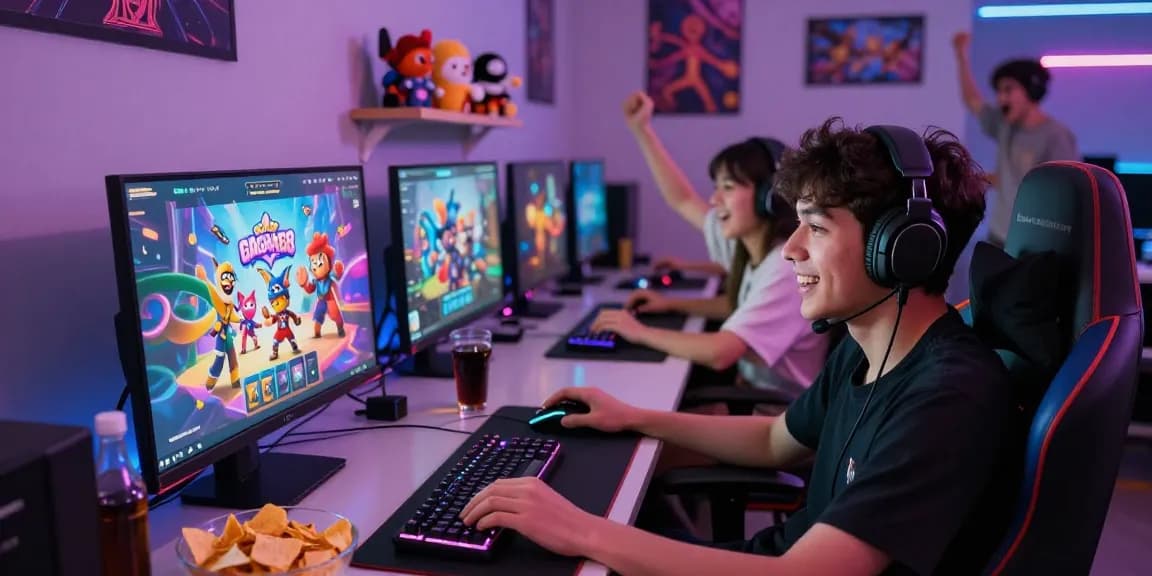 Dynamic gaming scene featuring gacha168 platform with vibrant characters and enthusiastic gamer