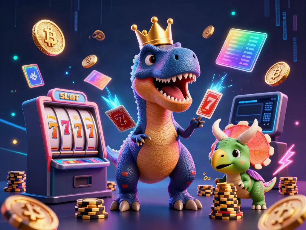Experience thrilling slot action with characters and crypto elements in a vibrant 3D scene.