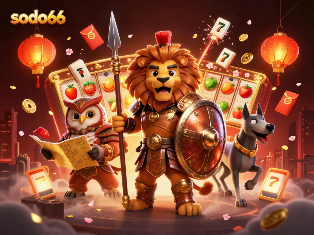 Sculpt dynamic casino actions with sodo66, showcasing jackpot slots and festive vibrancy in this illustration