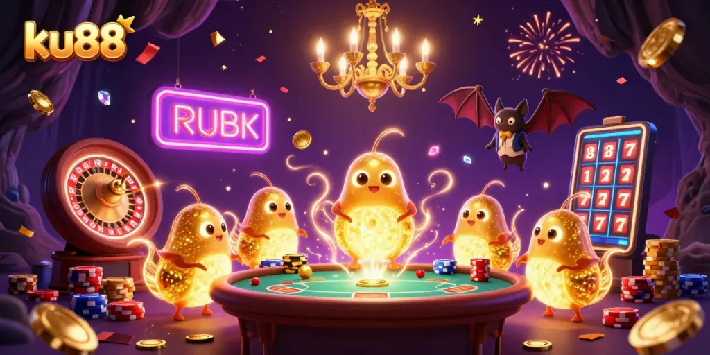 Engage with ku88 as you experience the magic of an animated casino filled with glowing treasures.