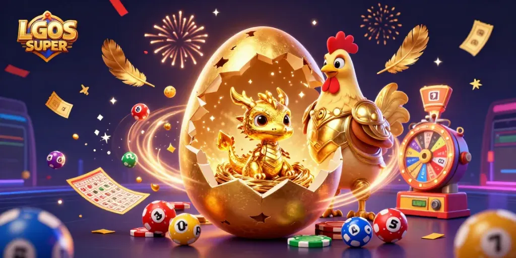Experience thrilling jackpots with LGOSUPER in this vibrant golden casino scene.