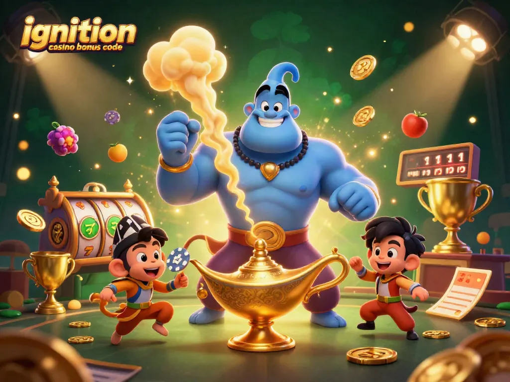 Ignition casino bonus code brings players luck with magical characters and vibrant casino elements.