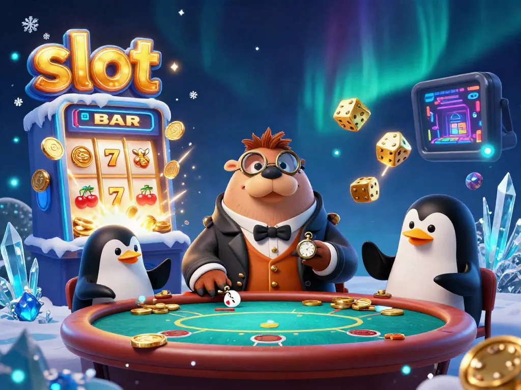 Experience the thrilling slot action with a walrus and friends at the underwater casino table.