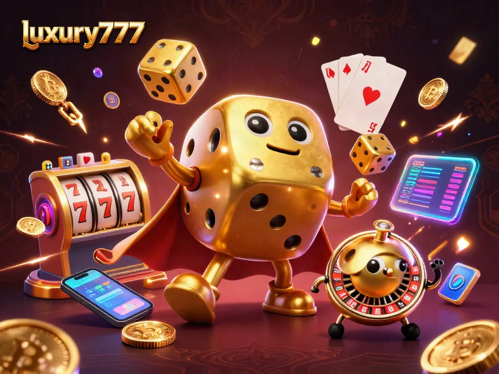 Win exciting jackpots at luxury777 with dynamic slots and vibrant gaming elements in a 3D illustration.