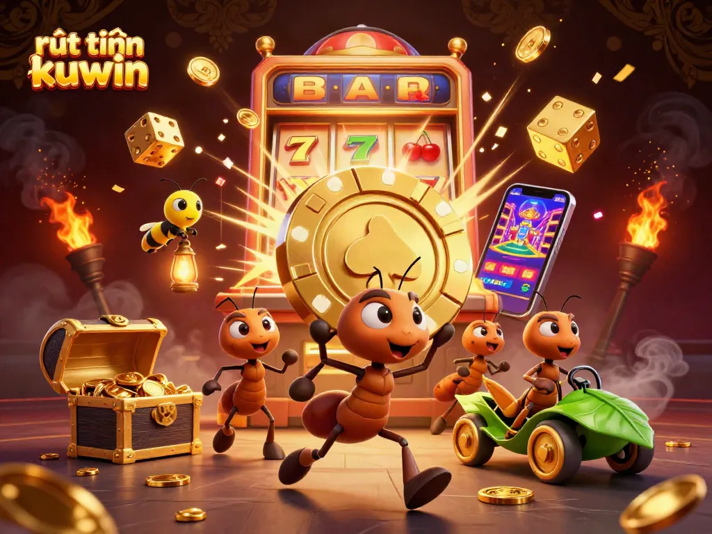 Engage with rút tiền kuwin through a vibrant heist scene showcasing 3D animated characters in action.