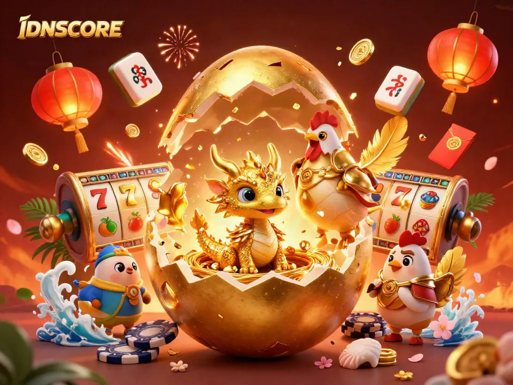 Engage with IDNSCORE's thrilling gameplay in a vibrant casino-inspired artwork showcasing dynamic gaming elements.