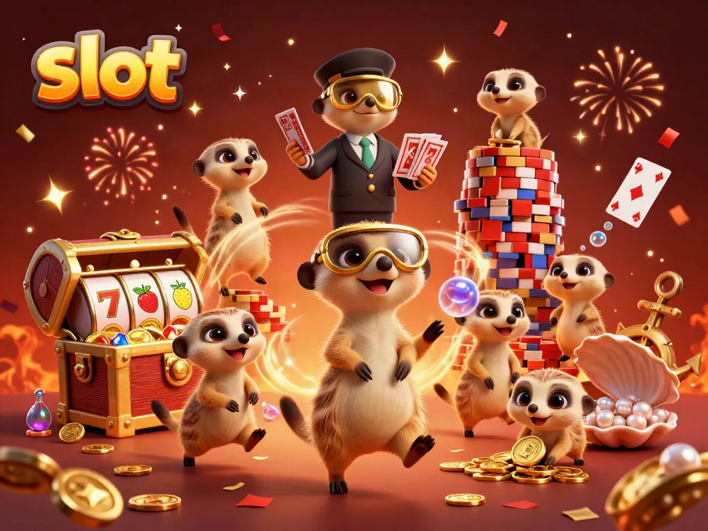 Immerse yourself in the vibrant slot action as cartoon meerkats run a lively casino adventure.