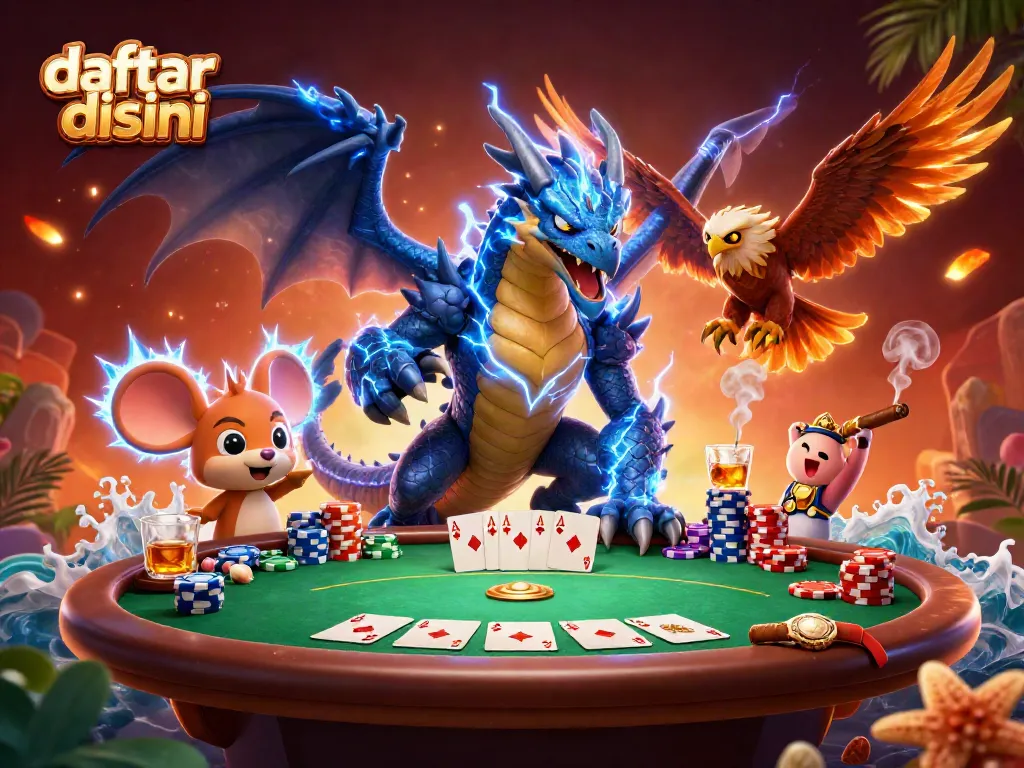 Permainan poker seru dengan chip dan kartu, daftar disini untuk menang besar!