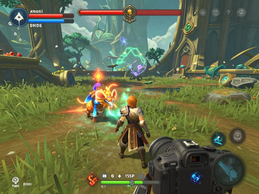 Discover an adventurous porn game scene with a character exploring a vibrant fantasy realm filled with mythical creatures.