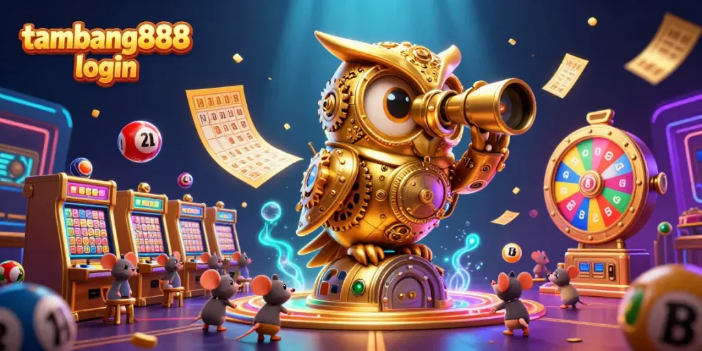 Jelajahi akses login tambang888 dengan owl emas dan elemen perjudian lainnya yang menarik.