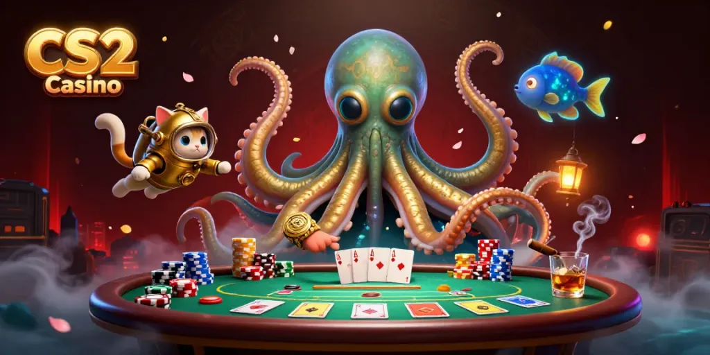 Experience thrilling CS2 Casino action with an enchanting kraken, diving cat, and rich gameplay elements.