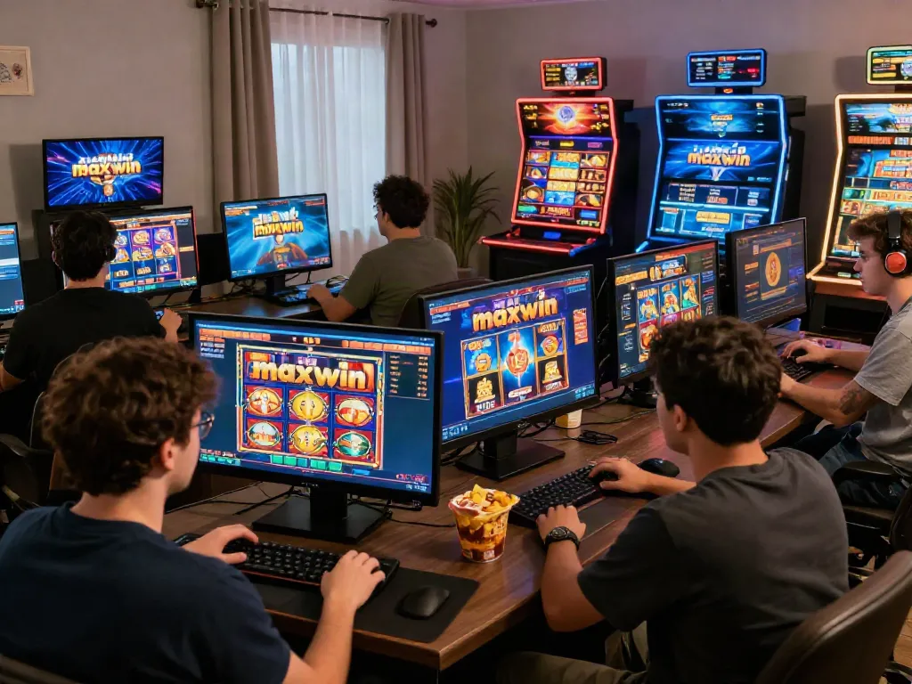 Exciting online gaming experience featuring players celebrating slot maxwin victories.