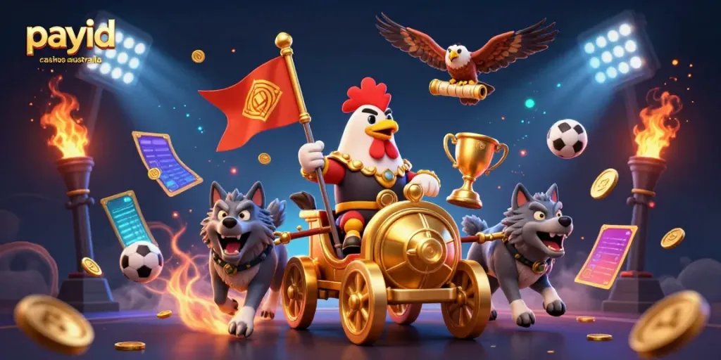 Experience the thrills of payid casinos australia in a captivating 3D scene with dynamic characters and gaming elements.