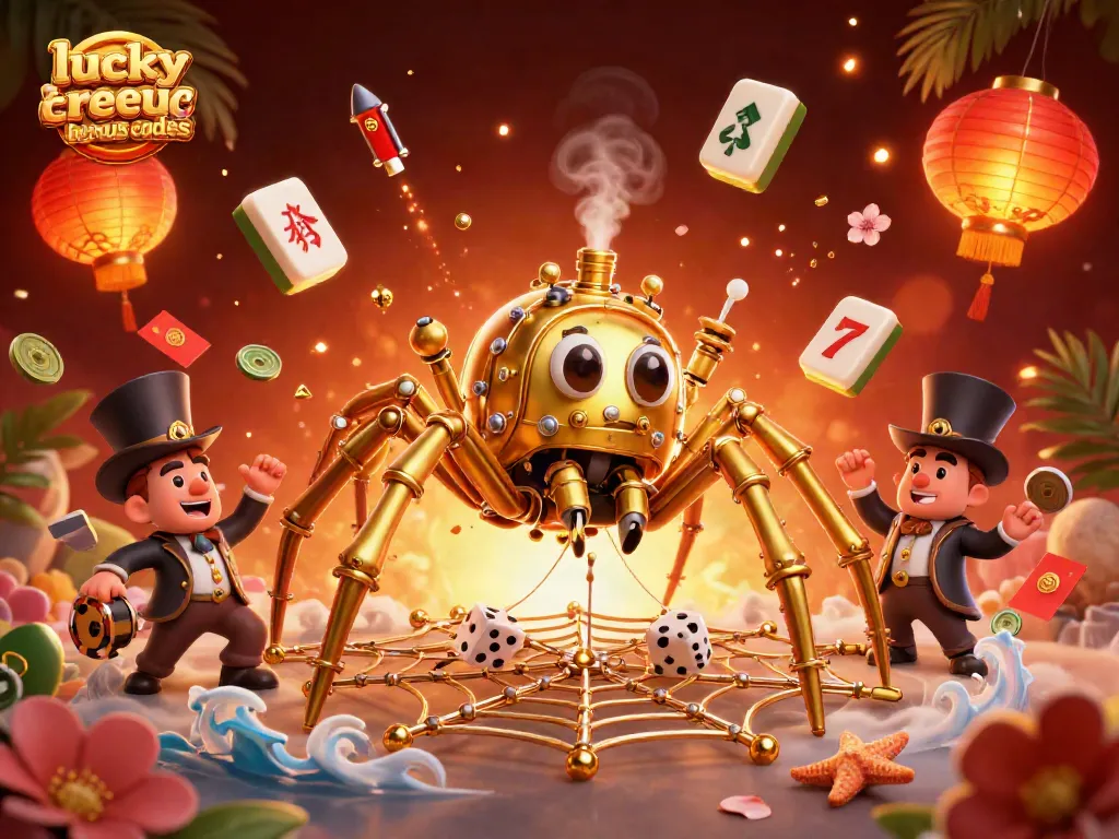 Engage with lucky creek bonus codes in a vibrant 3D casino-themed scene featuring playful characters and dynamic gaming elements.