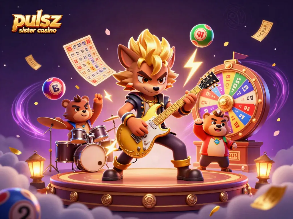 Pulsz sister casino scene showcasing vibrant gaming elements and dynamic characters for gamblers.