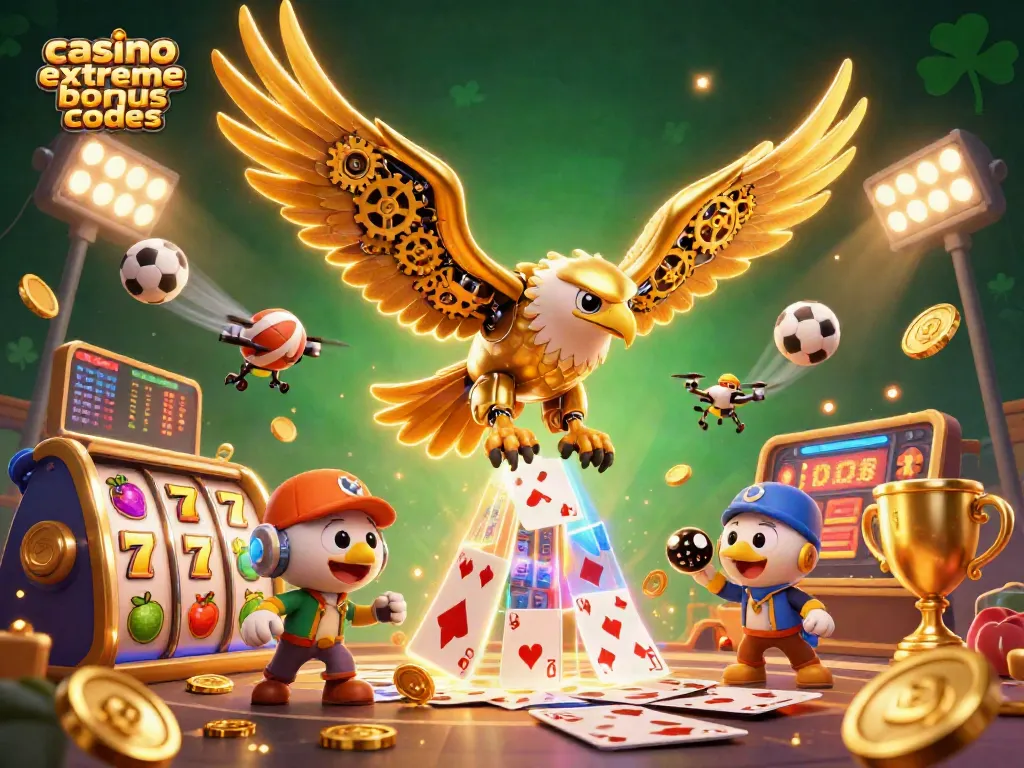 Experience thrilling casino extreme bonus codes with our vibrant 3D casino illustration showcasing game elements.