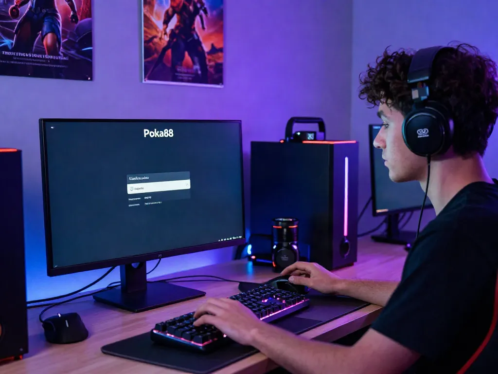 Engaged player using poka88 link login in a modern gaming setup