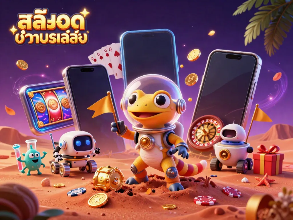 เล่นเกม สล็อตทดลองเล่น กับมาร์ตี้นมาร์เชียนในคาสิโนทองคำที่ถูกฝังอยู่ในพื้นดินสีแดง