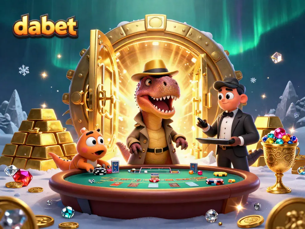 Catch the dabet thrill with a velociraptor card counter at a blackjack table in this exciting 3D illustration.