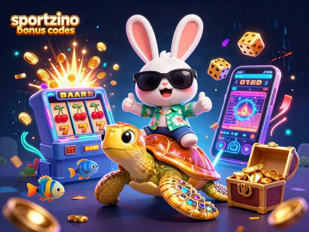 Play with sportzino bonus codes while enjoying dynamic casino action featuring lucky rabbit and golden turtle.