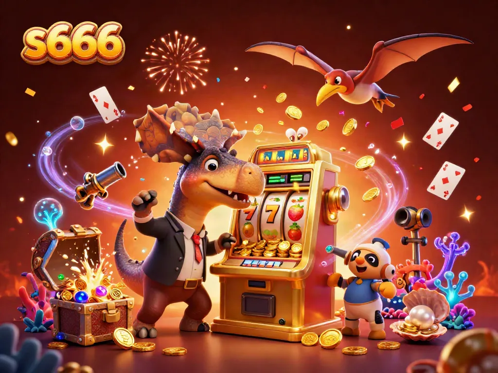 s666 reveals exciting jackpot wins with dynamic 3D cartoon characters in a vibrant casino scene.