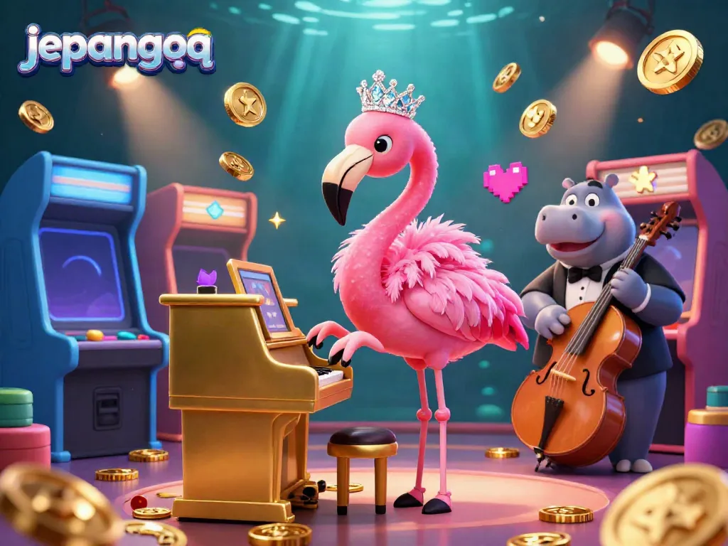 Permainan kartu di JepangQQ menyediakan suasana seru dengan flamingo bernyanyi dan bassis hippo.