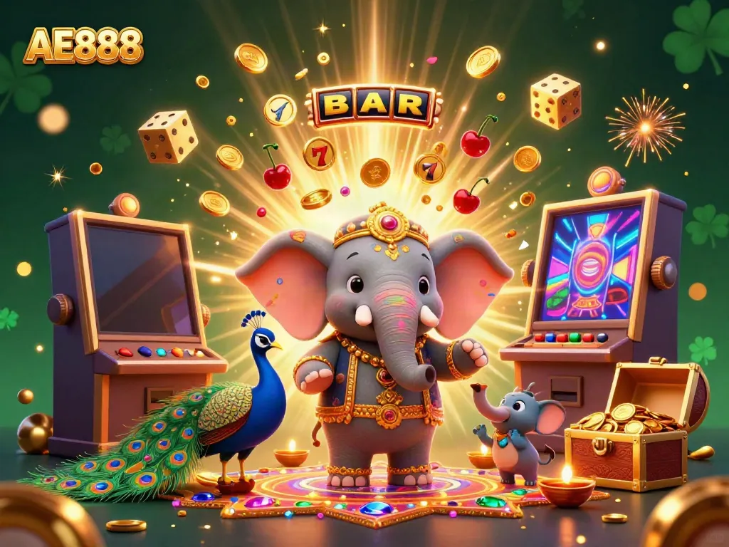 Experience the thrill of AE888 with vibrant 3D casino characters and jackpot excitement.