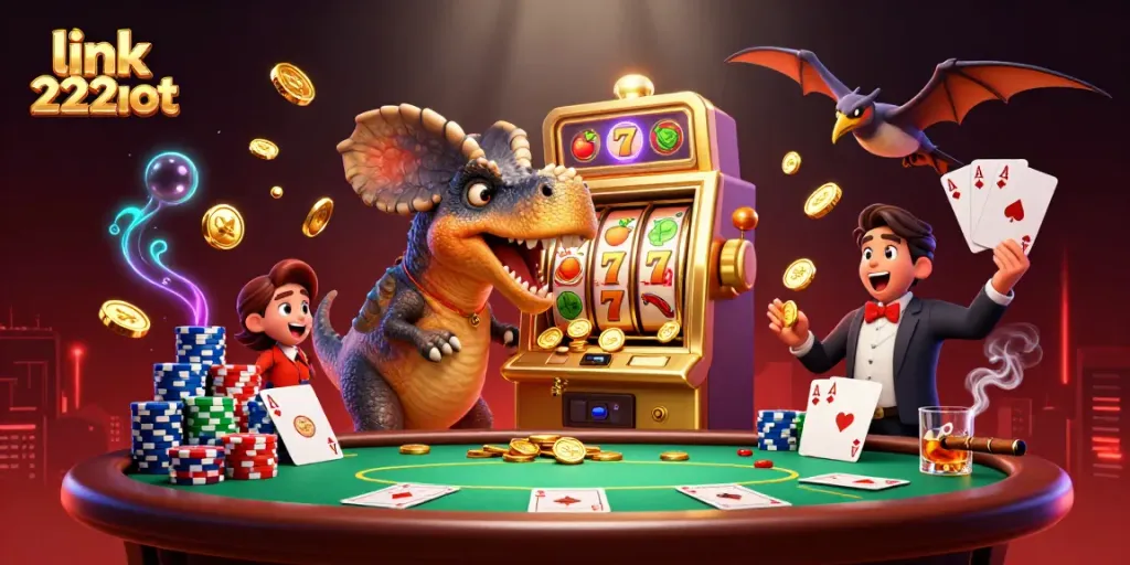 Menangkan jackpot besar dengan link 222slot saat dinosaurus lucu bermain mesin slot!