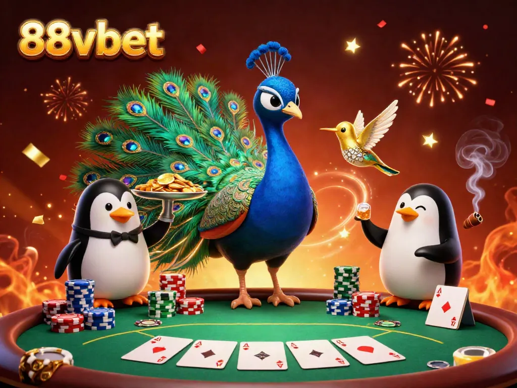 Experience the thrill of winning at 88vbet with vibrant casino action showcasing peacock, butler, and hummingbird.